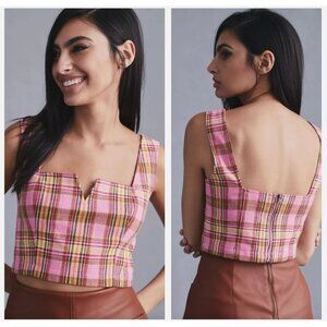 NWT MAEVE by ANTHROPOLOGIE  Structured Plaid Corset Top Size 4